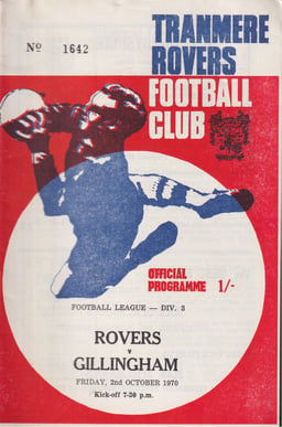 Tranmere Rovers v Gillingham Match Programme 1970-10-02